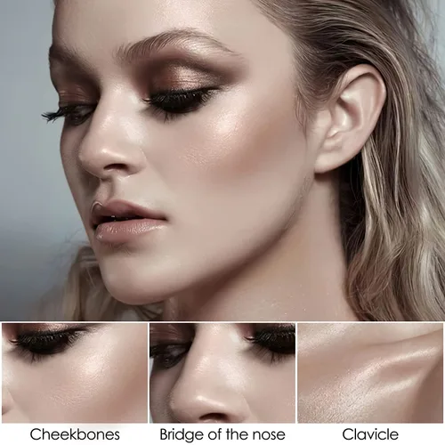 Vista 4 de FOCALLURE 2 Piezas Barra de Contorno de Crema Mineral, Iluminador Hidratante y Lápiz Bronceador, Lápiz Facial Antiadherente que Ilumina y Matiza