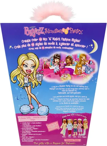 Vista 7 de Bratz Slumber Party Cloe - Muñeca de moda con 2 juegos de pijamas, felpa y accesorios