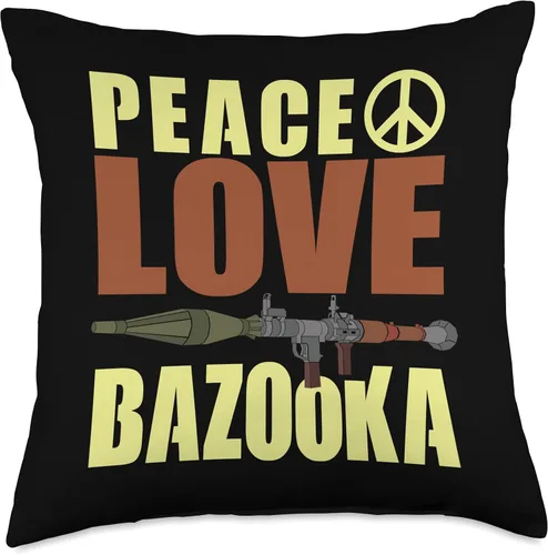 Vista 4 de Bazooka Missile Rocket Launcher Bazooka Peace Love - Almohada de 16 x 16 pulgadas, multicolor