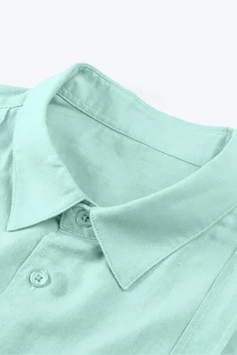 Vista 9 de JMIERR - Camisa de vestir informal de manga corta con botones y rayas para hombre, camisa de algodón