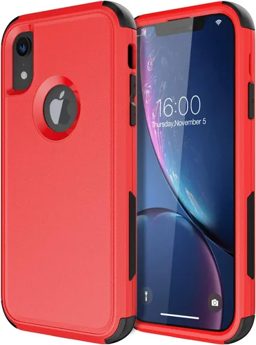 Vista 18 de Diverbox Funda para iPhone XR [Protector de Pantalla de Vidrio Templado] [A Prueba de Golpes] [A Prueba de Caídas] Funda de Teléfono de Protección
