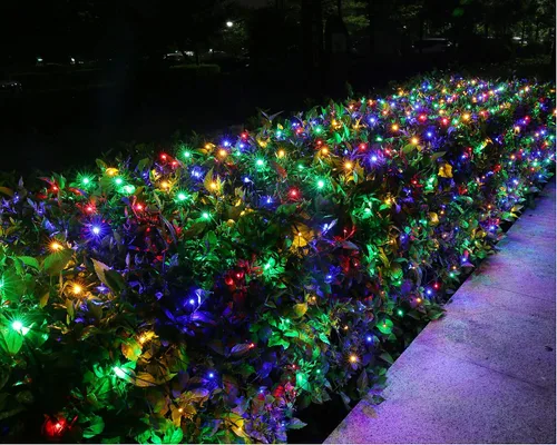 Vista 8 de Joomer - Red de luces de Navidad de 12 x 5 pies, 360 luces LED, enchufe de malla, impermeables con 8 modos, temporizador, conectables para arbustos