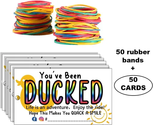 Vista 2 de You've Been Ducked, etiqueta de pato de pato, tarjeta de juego de patito de pato, tamaño de tarjeta de visita de 3.5 x 2 pulgadas, diseño de fondo
