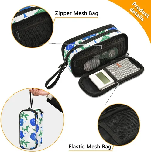Vista 2 de Bolsa de lápices de nylon para niños azul verde sombra títere estilo pintura gran capacidad gran cremallera estuche de lápices papelería para preppy