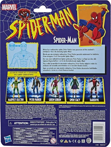 Vista 3 de Hasbro Marvel Legends Series Figura de Acción Coleccionable de Spider-Man de 6 Pulgadas Juguete Colección Retro