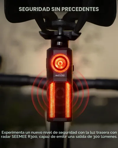 Vista 3 de MagicShine SEEMEE R300 - Luz trasera de radar para bicicleta con detección inteligente de visión trasera, gran angular de 270 ° que aumenta