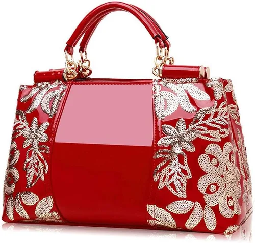 Vista 6 de Bolso de mano para mujer, bolso de mano de moda bordado de charol
