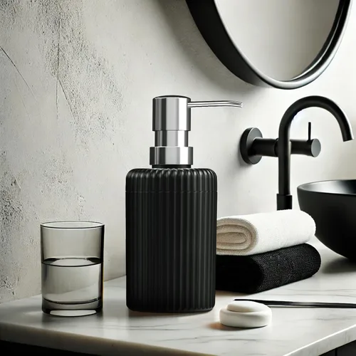 Vista 3 de Dispensador de jabón para baño, paquete de 2 dispensadores de jabón de manos de cocina, 12 onzas, dispensador de loción vacío de plástico negro mate