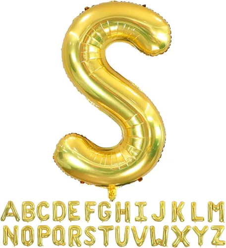 Vista 24 de Globos dorados de la letra A de 40 pulgadas, globos grandes del alfabeto A, helio dorado, de papel de aluminio de mylar, para decoración