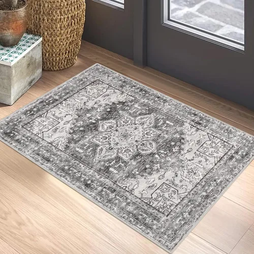 Vista 87 de Yamaziot Tapete lavable de 2 x 3 pulgadas, para entrada pequeña, antideslizante, estilo bohemio vintage, reverso de goma, lana sintética de pelo