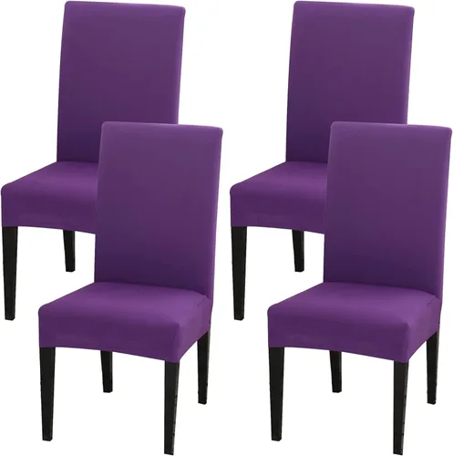 Vista 18 de Juego de 4 fundas para sillas de comedor, fundas elásticas de elastano para sillas de comedor, extraíbles y lavables, protectores desmontables