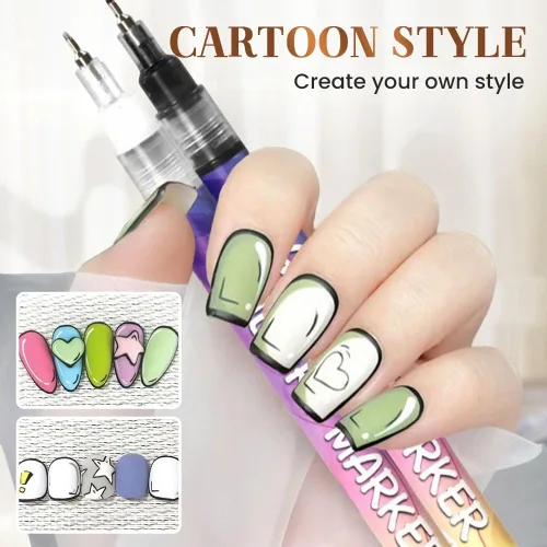 Vista 4 de Drkicsy Juego de 12 pinceles para arte de uñas, marcadores de uñas DIY para niños y adultos, pinceles de esmalte de 0.5mm de punta fina