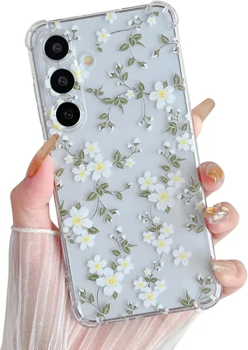 Vista 17 de ZTOFERA Funda transparente para Samsung Galaxy S24 con bonito patrón de flores para mujeres y niñas, funda protectora a prueba de golpes, delgada