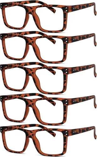 Vista 15 de Eyekepper - Pack de 5 gafas de gran tamaño con montura cuadrada, grandes, para hombres y mujeres - 3 negras y 2 negro-transparente +0.00