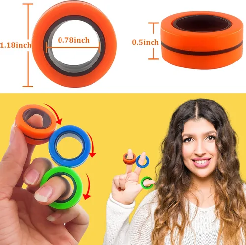Vista 5 de Dermasy Juego de 3 piezas de anillos magnéticos para aliviar el estrés y la ansiedad, gran regalo para adolescentes, niños y adultos con TOC, TDAH