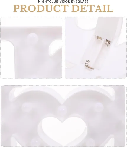 Vista 3 de Uonlytech Letrero con luces LED románticas con diseño de letras, funciona con pilas, lámpara decorativa con texto en inglés "I Love You