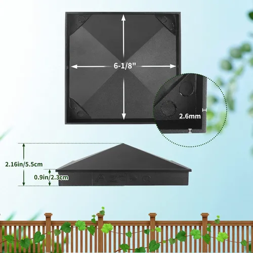 Vista 6 de True 6" x 6" Tapa de poste de aluminio resistente, recubrimiento en polvo Negro