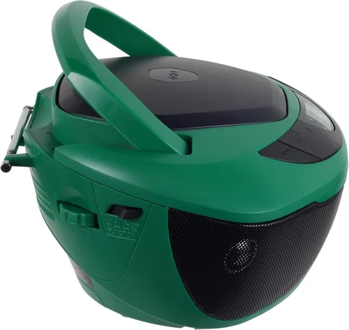 Vista 4 de Jensen CD-475GR Reproductor de CD portátil estéreo estéreo Boombox con radio AM/FM y línea auxiliar y conector para auriculares (verde)