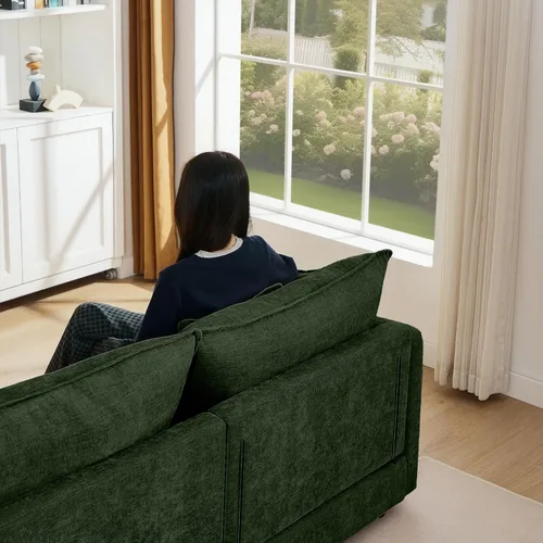 Vista 8 de Sofá modular modular de chenilla Cloud de 102 pulgadas con otomana Verde