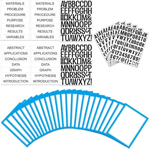 Vista 16 de PerKoop 36 hojas de suministros para tableros de póster de feria científica, 24 subtítulos autoadhesivos para presentación, 4 títulos para proyectos