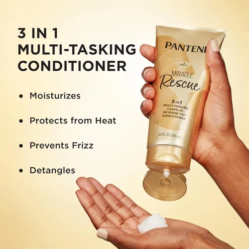 Vista 2 de Pantene Miracle Rescue - Acondicionador sin enjuague 3 en 1, acondicionador con enjuague, protector térmico para cabello, desenredante