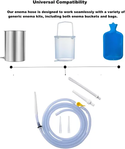 Vista 6 de Kit de enema pieza de repuesto (juego de 2 piezas) Manguera de enema de silicona Accesorios de limpieza de colon