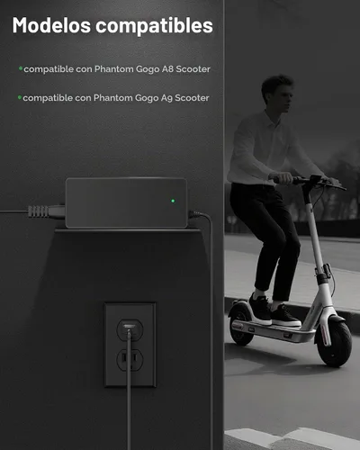 Vista 2 de VHBW Cargador de scooter de 42 V compatible con cargador Phantom Gogo, compatible con Phantom Gogo A8 A9 Scooter eléctrico