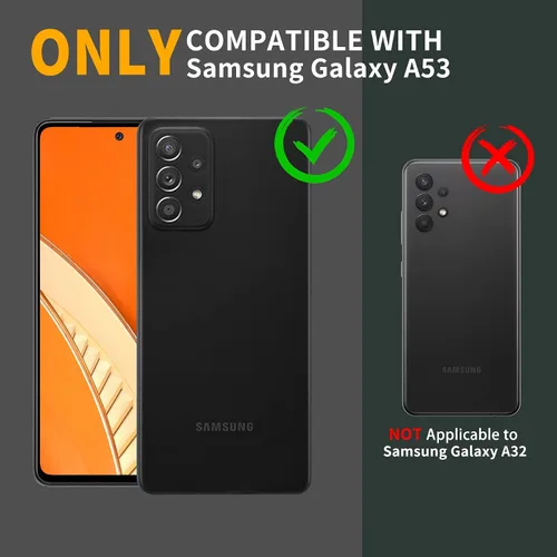 Vista 2 de Funda para Samsung Galaxy A53 5G, protección de grado militar a prueba de golpes con protector de pantalla HD de vidrio templado y soporte Azul