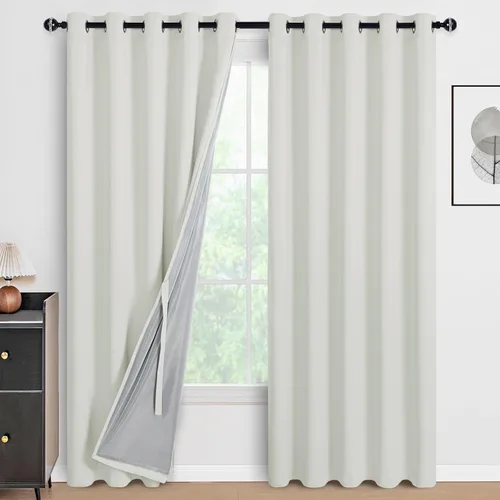 Vista 28 de DWCN - Cortinas 100% opacas para dormitorio con forro negro, cortinas de ventana de doble capa con aislamiento térmico que oscurecen toda la Azul