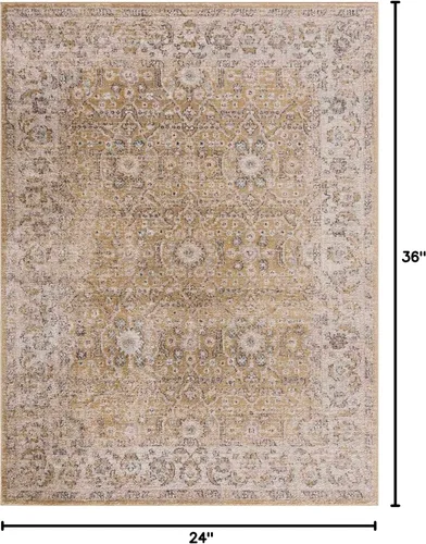 Vista 3 de Anana - Alfombra para sala de estar, dormitorio, color dorado, beige, 2 x 3 pies