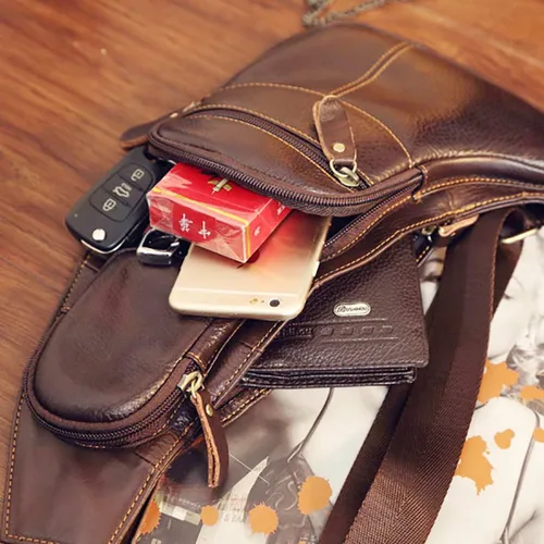 Vista 5 de KPYWZER Mochila de cuero para hombre