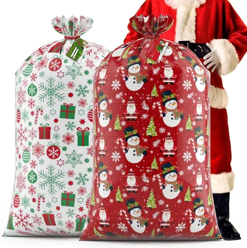 Vista 9 de M-sorflly Bolsas de regalo de Navidad extra grandes para regalos, 1 unidad de 36×60 pulgadas, bolsa de regalo gigante de Navidad para regalos