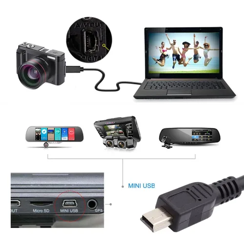 Vista 7 de cablecc Tipo de montaje en panel Mini USB2.0 5Pin macho a hembra Cable adaptador de extensión con tornillos 19.7 in