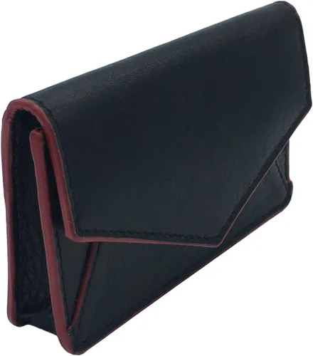 Vista 6 de Titular de la tarjeta RFID personalizado negro/rojo de cuero genuino