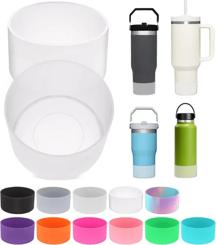 Vista 11 de PICcircuit 2 piezas para Stanley Boot, fondo de silicona para Quencher Adventure 40oz 30oz botella IceFlow 20oz 30oz y para vaso Hydroflask 12-24oz