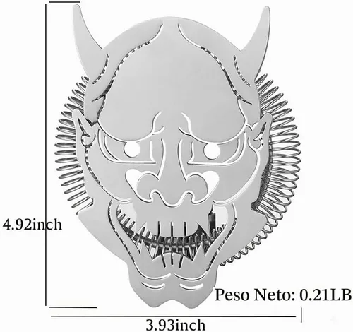 Vista 3 de Colador de cóctel con diseño de cara de demonio, acero inoxidable