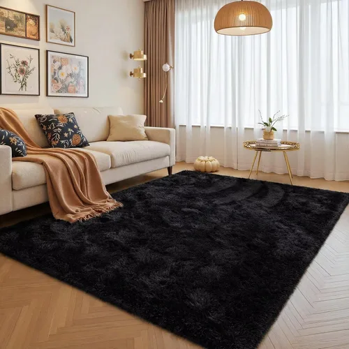 Vista 30 de junovo Alfombra de área lavable y antideslizante, alfombras de área pequeñas y esponjosas, alfombra peluda para sala de estar, alfombra suave