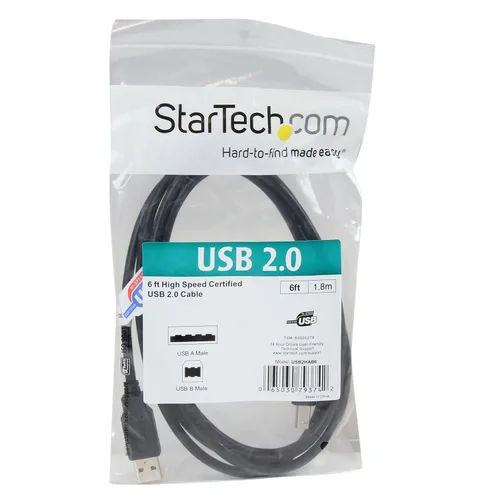 Vista 4 de StarTech. com Cable de impresora USB de 5.9ft - USB 2.0 A a B - Cable de impresora - Negro - USB A a B (USB2HAB6)
