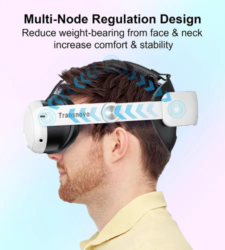 Vista 4 de Compatible with Oculus Quest 3 Head Strap, VR Accessory for Meta Quest 3,One-Button Retractable Lightweight Elite Strap,Enhanced Comfort Support and