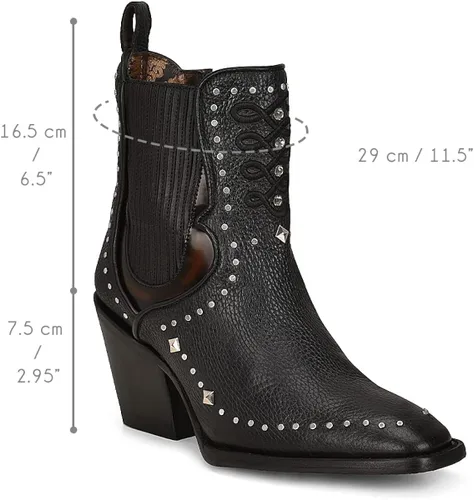 Vista 9 de Cuadra Botín para mujer en cuero genuino negro 4P04RS