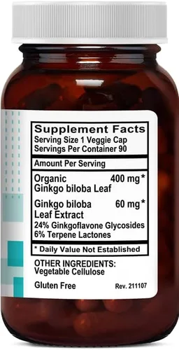 Vista 3 de Extracto estandarizado de Ginkgo Biloba 460 mg - 90 cápsulas vegetales