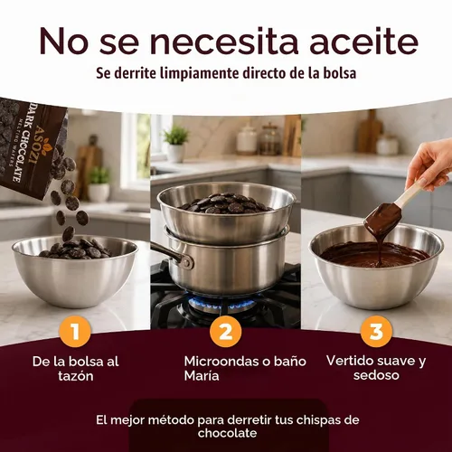 Vista 3 de Obleas de chocolate negro prémium para derretir 5 libras, perfectas para hornear, dulces, trufas, postres y barras de chocolate virales Dubai
