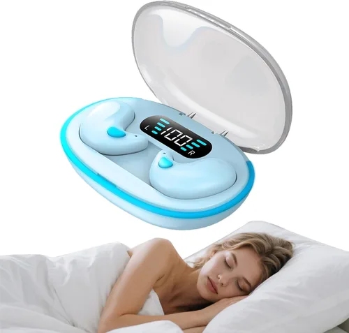 Vista 12 de Auriculares invisibles Bluetooth para dormir inalámbricos pequeños con cancelación de ruido, auriculares planos para dormir de lado, impermeables