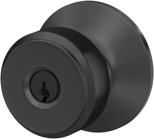 Vista 9 de Schlage Bowery - Pomo para puerta de entrada con llave, interior/exterior, negro mate Keyed entry door knob with turn-button lock, Easy to Mate