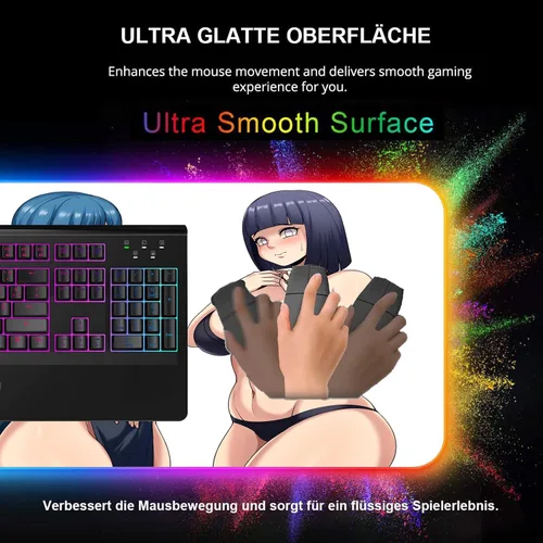 Vista 5 de Juego Mause Pad RGB Anime Girl Sexy Mouse Pad Pc Gamer Gaming Accesorios LED XXL Teclados Pad Tapete de mesa 39.37 pulgadas x 19.68 pulgadas