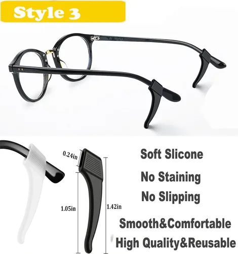Vista 4 de Agarre para Orejas de Gafas con Cámara de Aire - 20 Pares de Sujetadores Antideslizantes para Gafas, Gancho de Silicona para Orejas, Sujetador