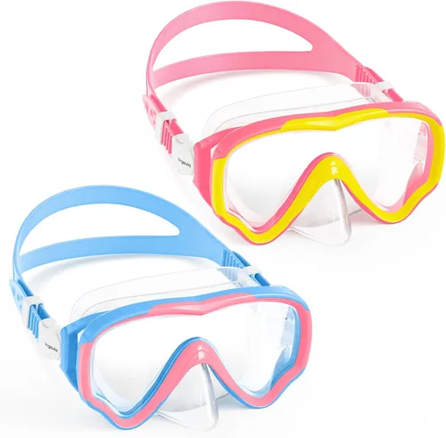 Vista 11 de VegoVia Gafas de natación para niños con cubierta para la nariz, antiempañamiento de visión amplia, máscara de natación transparente para niños