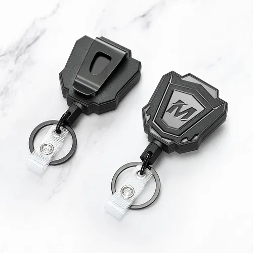 Vista 7 de 1 paquete de llavero retráctil resistente con clip para cinturón, carrete retráctil para insignia de identificación con cable de acero de 31.5