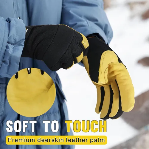 Vista 3 de HANDLANDY Guantes de trabajo aislados, guantes térmicos de invierno impermeables para hombres y mujeres
