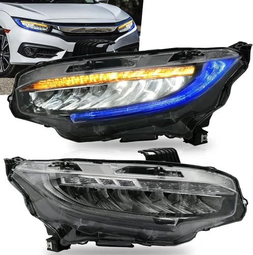 Vista 10 de VLAND Faros delanteros para Honda Civic de 10ª generación Sedan/Coupe/Hatchback/Type R 2016-2021